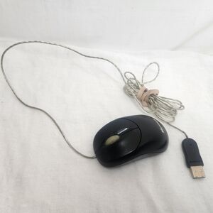 Microsoft Mini Compact Optical Mouse Black USB Wired Works